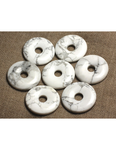 Halbedelstein Donut Anhänger - Howlite Donut Pi...