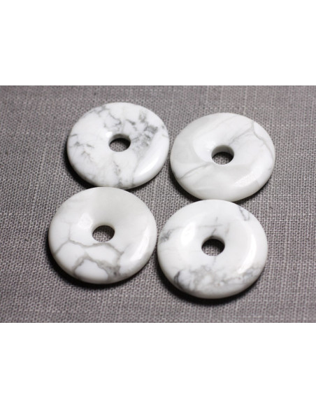 Semi Precious Stone Donut Pendant - Howlite Donut Pi 40mm 4558550030443