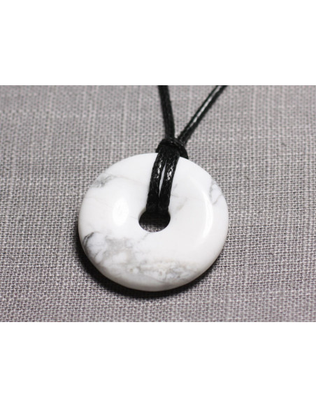 Semi Precious Stone Donut Pendant - Howlite Donut Pi 40mm 4558550030443