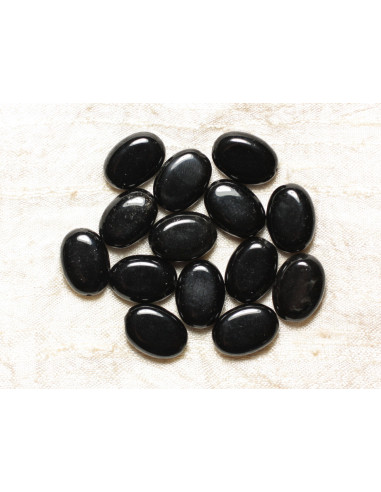 Fil 39cm 21pc environ - Perles Pierre Onyx Ovales 18x13mm noir