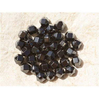 Fil 39cm 68pc env - Perles de Pierre - Hématite Boules Facettées Cubes 6mm