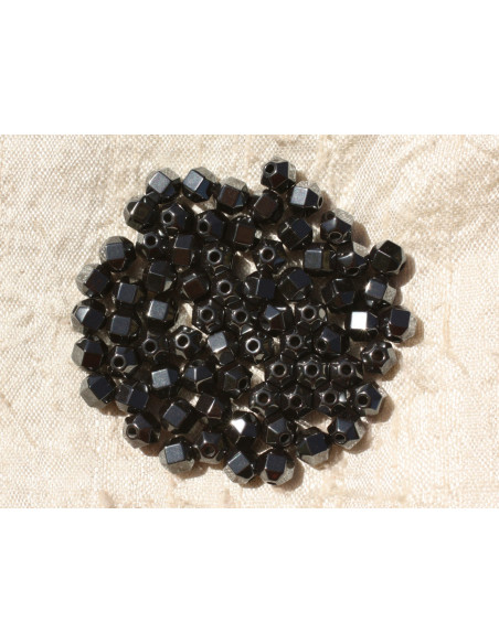 Gewinde ca. 39cm 68pc - Steinperlen - Hämatit facettierte Kugeln Würfel 6mm