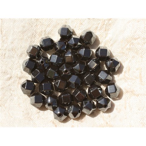 Fil 39cm 68pc env - Perles de Pierre - Hématite Boules Facettées Cubes 6mm