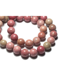 Fil 39cm 46pc env - Perles de Pierre - Rhodonite Boules 8mm 2