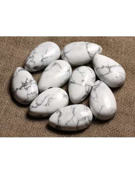 Stein Anhänger Halskette - Howlite Drop 25mm