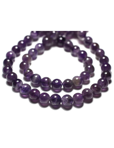 10Stk - Steinperlen - Amethystkugeln 6mm - 4558550019219