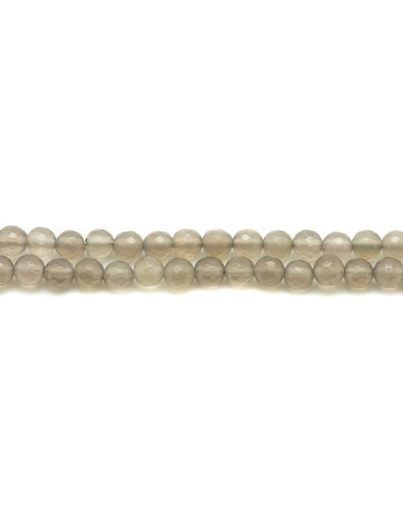 10pc - Perles Pierre Agate Boules Facettées 6mm Gris transparent - 7427039749695