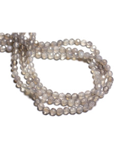10pc - Perles Pierre Agate Boules Facettées 6mm Gris transparent - 7427039749695