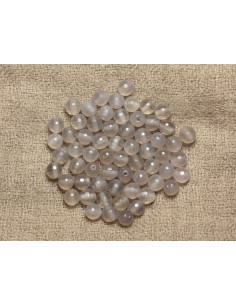 10pc - Stone Beads - Gray Agate Faceted Balls 6mm... 2