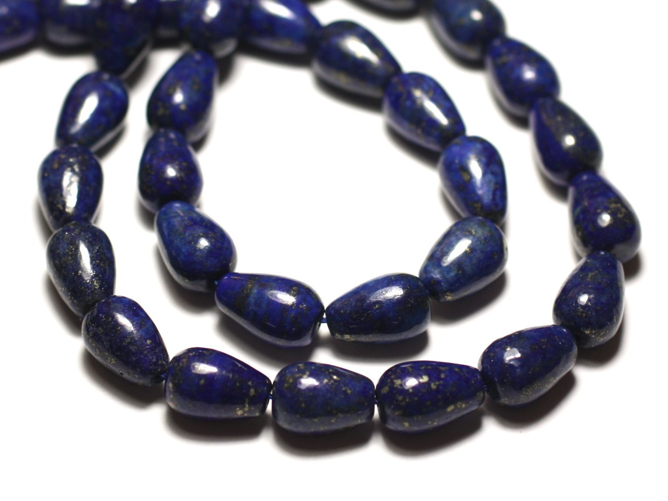 Fil 39cm 31pc env - Perles de Pierre - Lapis Lazuli Gouttes 12x8mm