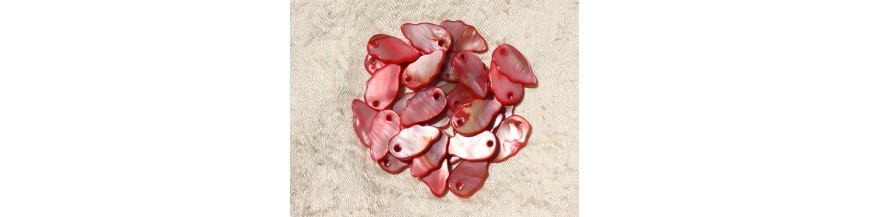 pendentifs breloques nacre ailes feuilles