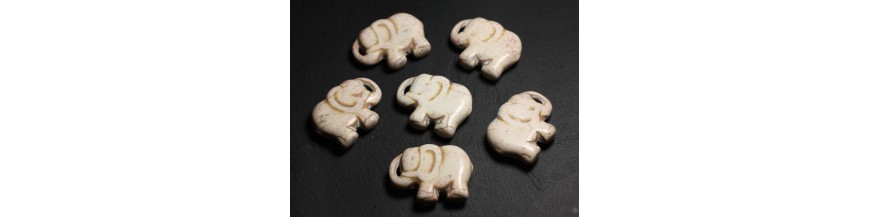 Elephants Perles Turquoise Synthèse