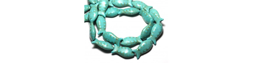 Synthetic Turquoise Beads Fish