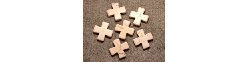 Synthetische Turquoise kralen 30 mm kruis
