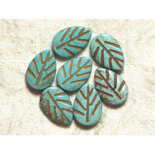 Feuilles 20mm Perles Turquoise Synthèse 