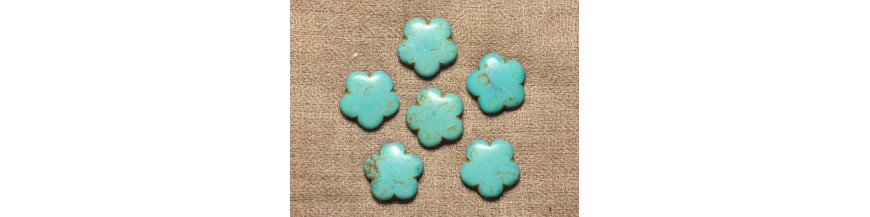 Fleurs 20mm Perles Turquoise Synthèse 