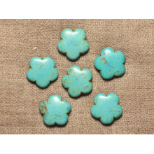 Flowers 20mm Synthetic Turquoise Beads 
