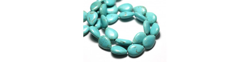 Gouttes Plates 18mm Perles Turquoise Synthèse 