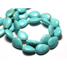 Synthetische türkisfarbene Perlen 18 mm flache Tropfen 