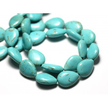 Synthetische Turquoise kralen 18 mm platte druppels 