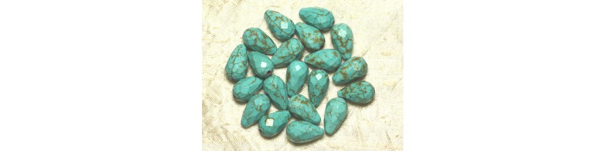 Gocce sfaccettate Perle sintetiche turchesi da 16 mm 