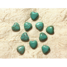 Coeurs 11mm Perles Turquoise Synthèse