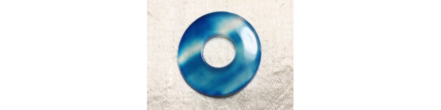 Blue Agate Donuts Pendants Stones