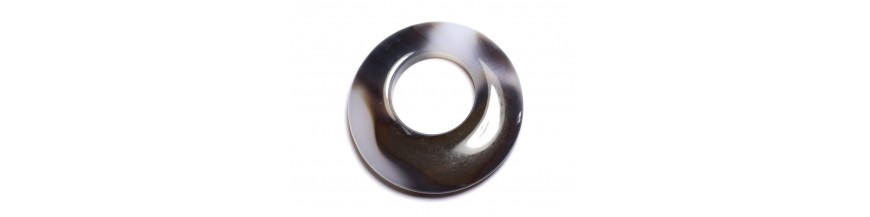 Agate Marron Blanc Donuts Pendentifs Pierres