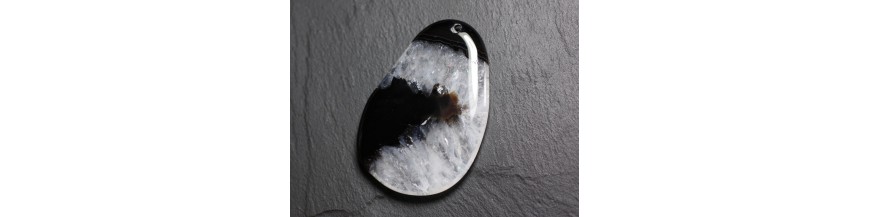 Agate Quartz Blanc Noir Pendentifs Pierres