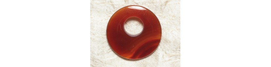 Agate Rouge Donuts Pendentifs Pierres