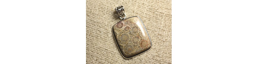 Pendenti in corallo fossile in argento sterling 925