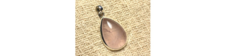 Colgantes de Cuarzo Rosa Plata 925