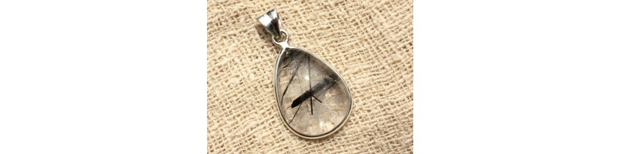Colgantes Cuarzo Turmalina Plata 925