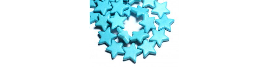 Etoiles 35mm Perles Turquoise Synthèse